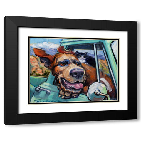 Love Travels Black Modern Wood Framed Art Print with Double Matting by Townsend, Connie R.