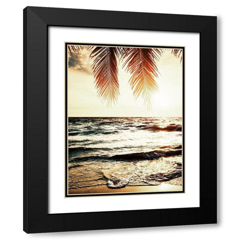 Night Beach Black Modern Wood Framed Art Print with Double Matting by Tai Prints