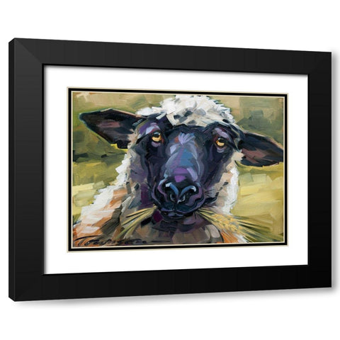 Bless Ewe Black Modern Wood Framed Art Print with Double Matting by Townsend, CR