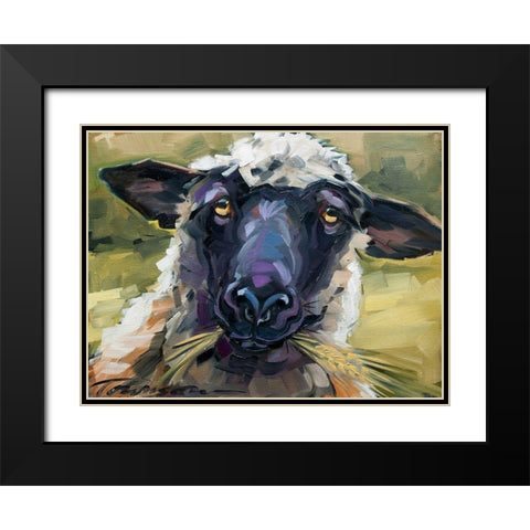 Bless Ewe Black Modern Wood Framed Art Print with Double Matting by Townsend, CR