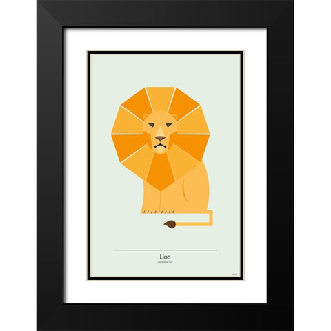Lion Black Modern Wood Framed Art Print with Double Matting by Tomas Design