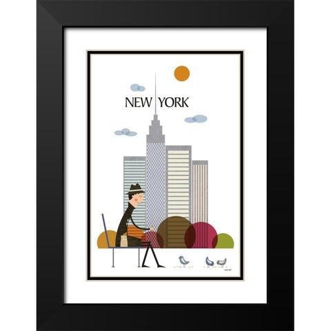 New York Black Modern Wood Framed Art Print with Double Matting by Tomas Design