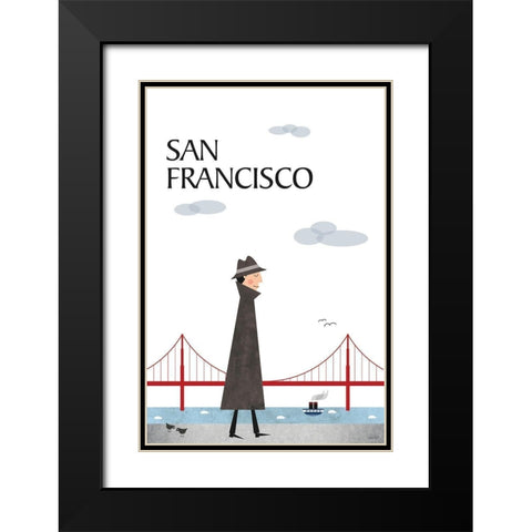 San Francisco Black Modern Wood Framed Art Print with Double Matting by Tomas Design