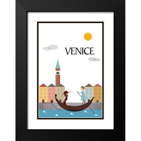 Venice Black Modern Wood Framed Art Print with Double Matting by Tomas Design