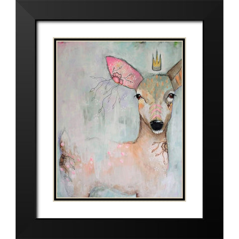 The Woodland Wanderer Black Modern Wood Framed Art Print with Double Matting by The Secret Hermit
