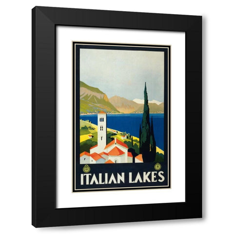 Italian Lakes Black Modern Wood Framed Art Print with Double Matting by Unknown