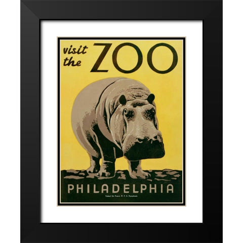 Visit the Zoo Black Modern Wood Framed Art Print with Double Matting by Unknown