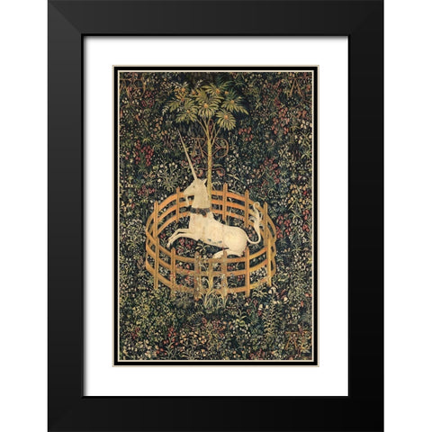 The Unicorn in Captivity Black Modern Wood Framed Art Print with Double Matting by Unknown
