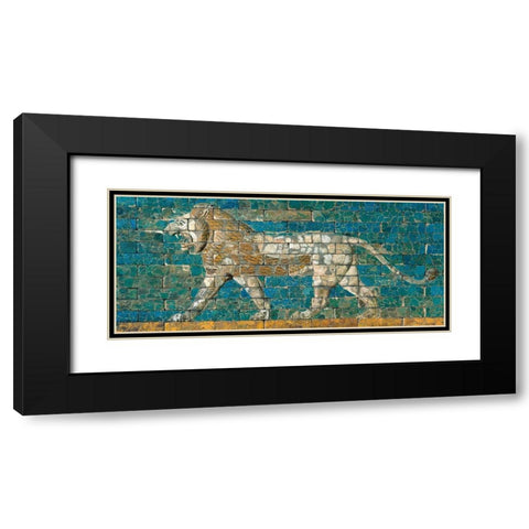 Panel with Striding Lion, ca. 604-562 B.C.E. Black Modern Wood Framed Art Print with Double Matting by Unknown