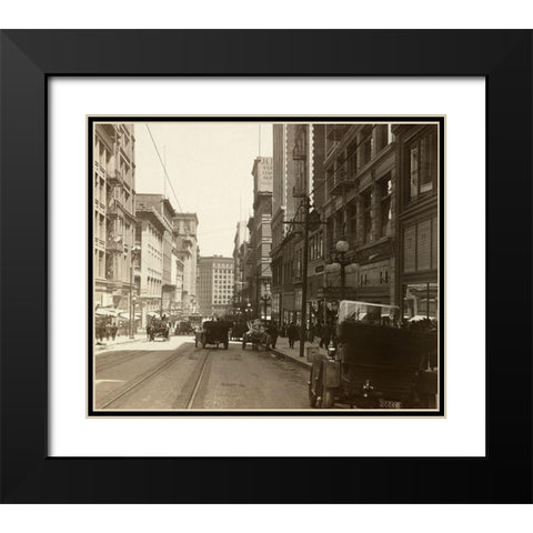 Market Street I Black Modern Wood Framed Art Print with Double Matting by Unknown