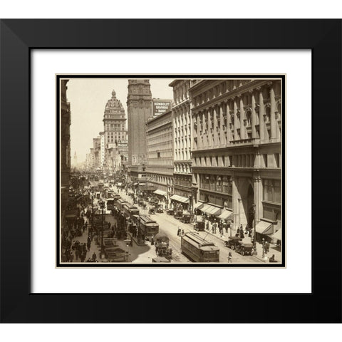 Market Street II Black Modern Wood Framed Art Print with Double Matting by Unknown