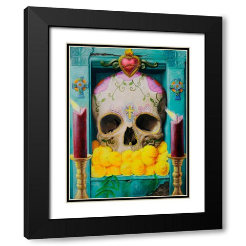 Calavera Black Modern Wood Framed Art Print with Double Matting by Valadez, Robert