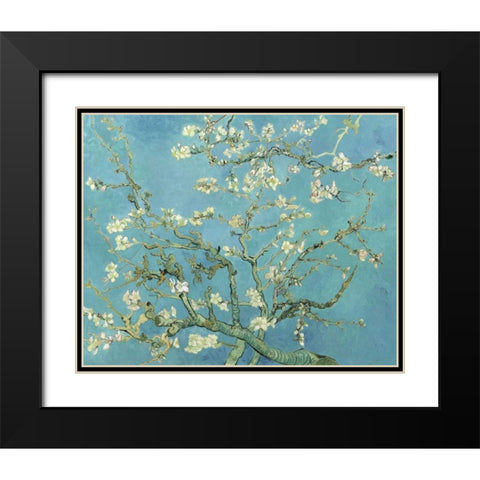 Almond Blossoms 1890 Black Modern Wood Framed Art Print with Double Matting by Van Gogh, Vincent
