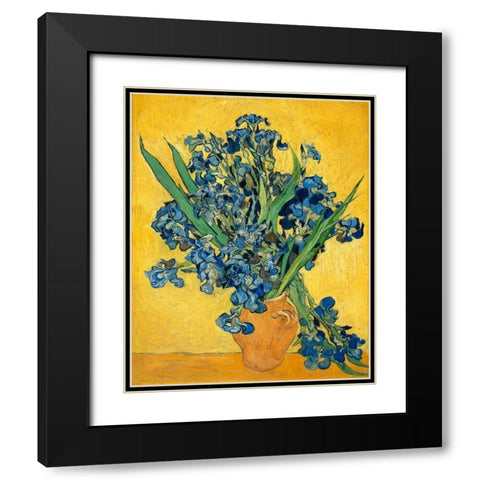 Irises 1890 Black Modern Wood Framed Art Print with Double Matting by Van Gogh, Vincent