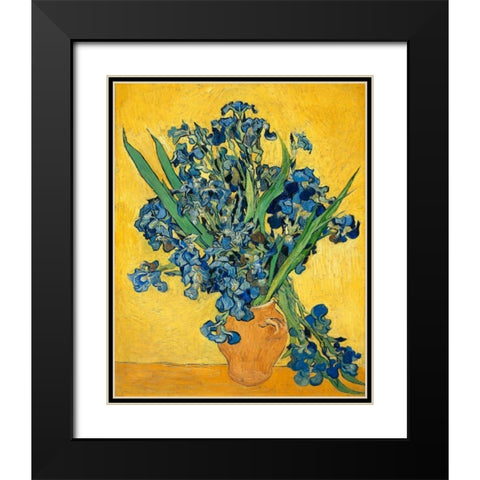 Irises 1890 Black Modern Wood Framed Art Print with Double Matting by Van Gogh, Vincent