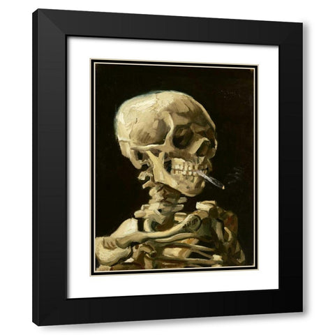 Skull with Burning Cigarette Black Modern Wood Framed Art Print with Double Matting by Van Gogh, Vincent