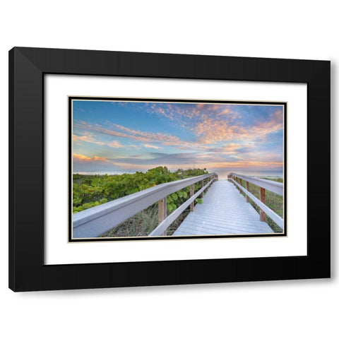 The Walk To Sunset Beach Black Modern Wood Framed Art Print with Double Matting by Vernon, Andrew