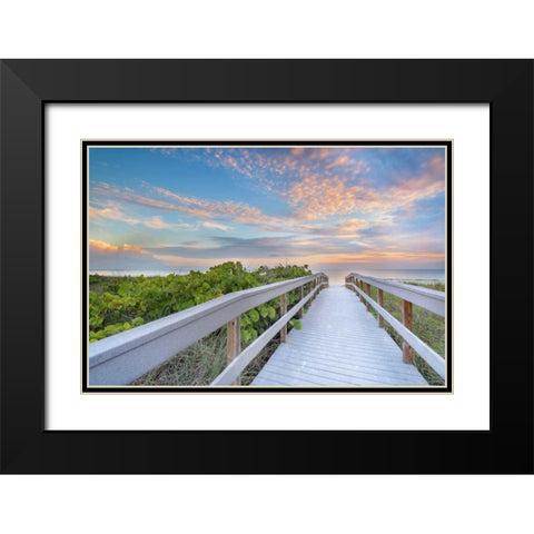 The Walk To Sunset Beach Black Modern Wood Framed Art Print with Double Matting by Vernon, Andrew