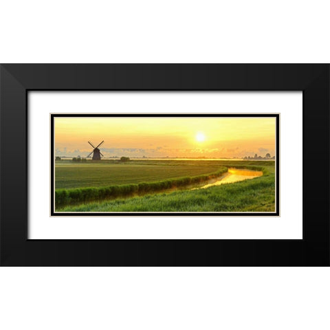 Morning Meadow Black Modern Wood Framed Art Print with Double Matting by Van de Goor, Lars