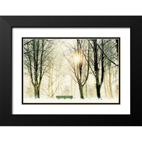 Too Cold To Sit Black Modern Wood Framed Art Print with Double Matting by Van de Goor, Lars