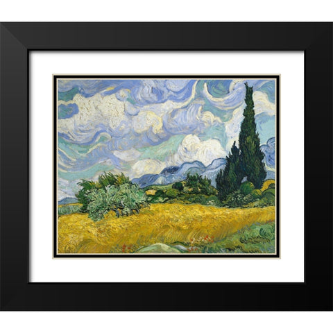 Wheat Field with Cypresses Black Modern Wood Framed Art Print with Double Matting by Van Gogh, Vincent