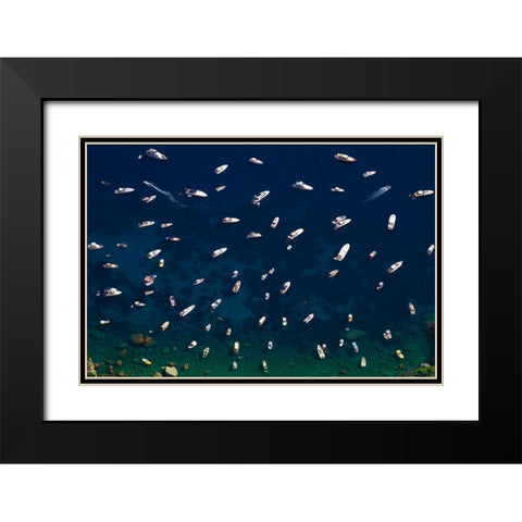 Boat Conference - Amalfi Coast Black Modern Wood Framed Art Print with Double Matting by Varona, Verne