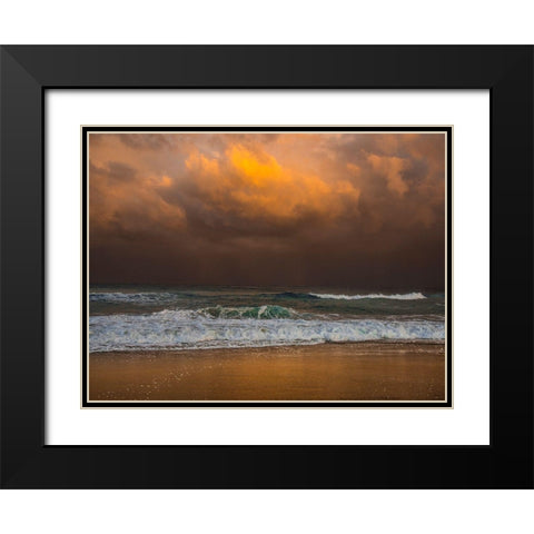 Shoreline Gold Black Modern Wood Framed Art Print with Double Matting by Varona, Verne