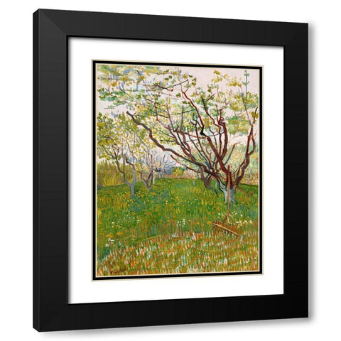 Van Gogh, VincentThe Flowering Orchard Black Modern Wood Framed Art Print with Double Matting by Van Gogh, Vincent