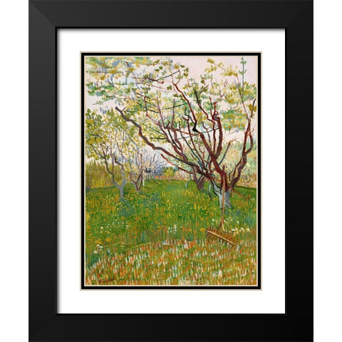Van Gogh, VincentThe Flowering Orchard Black Modern Wood Framed Art Print with Double Matting by Van Gogh, Vincent
