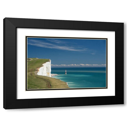 Beachy Head Lighthouse Black Modern Wood Framed Art Print with Double Matting by Van de Goor, Lars
