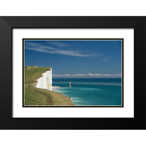 Beachy Head Lighthouse Black Modern Wood Framed Art Print with Double Matting by Van de Goor, Lars
