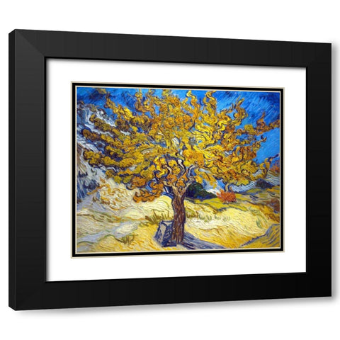 The Mulberry Tree Black Modern Wood Framed Art Print with Double Matting by Van Gogh, Vincent