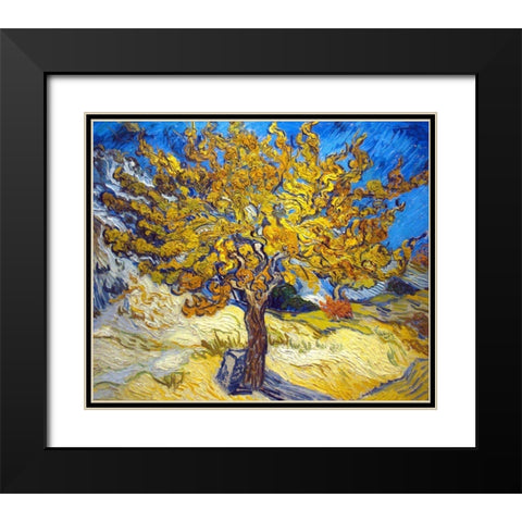 The Mulberry Tree Black Modern Wood Framed Art Print with Double Matting by Van Gogh, Vincent