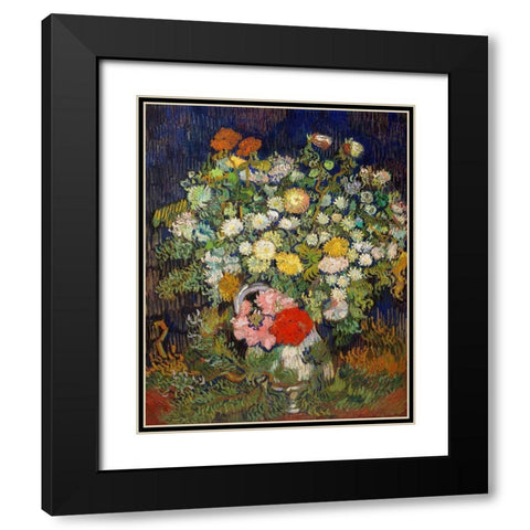 Bouquet of Flowers in a Vase, 1890 Black Modern Wood Framed Art Print with Double Matting by Van Gogh, Vincent