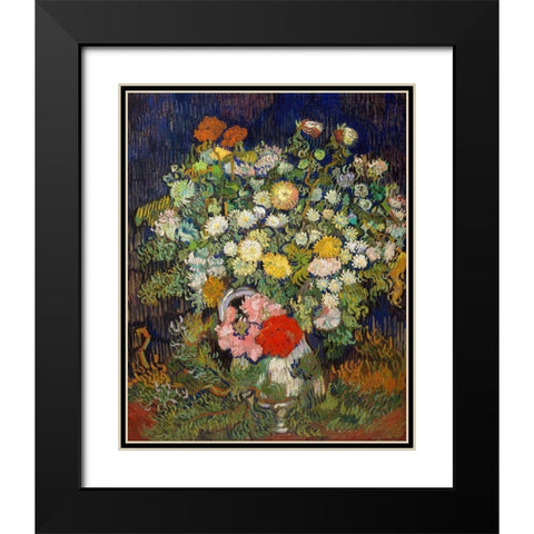 Bouquet of Flowers in a Vase, 1890 Black Modern Wood Framed Art Print with Double Matting by Van Gogh, Vincent