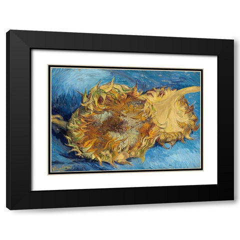 Sunflowers, 1887 Black Modern Wood Framed Art Print with Double Matting by Van Gogh, Vincent