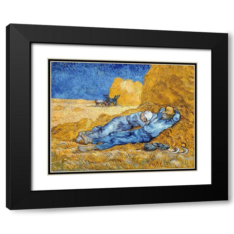 Noon - Rest from Work, 1891 Black Modern Wood Framed Art Print with Double Matting by Van Gogh, Vincent