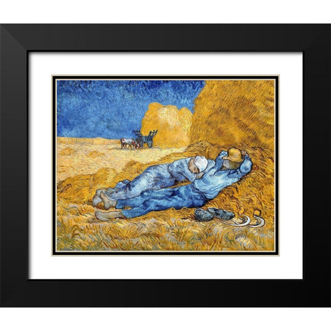 Noon - Rest from Work, 1891 Black Modern Wood Framed Art Print with Double Matting by Van Gogh, Vincent