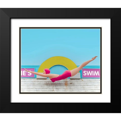 Diving Lady Black Modern Wood Framed Art Print with Double Matting by Vargas, Carlos