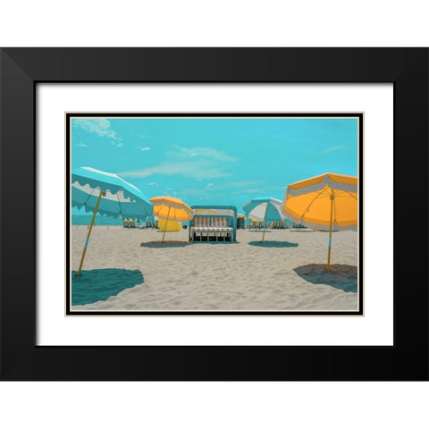Umbrellas No. 2 Black Modern Wood Framed Art Print with Double Matting by Vargas, Carlos