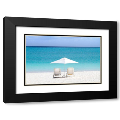 Aqua View Black Modern Wood Framed Art Print with Double Matting by Varona, Verne