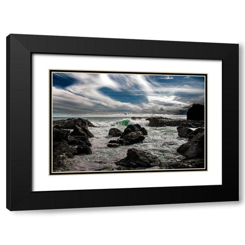 Tide and Rock Black Modern Wood Framed Art Print with Double Matting by Varona, Verne