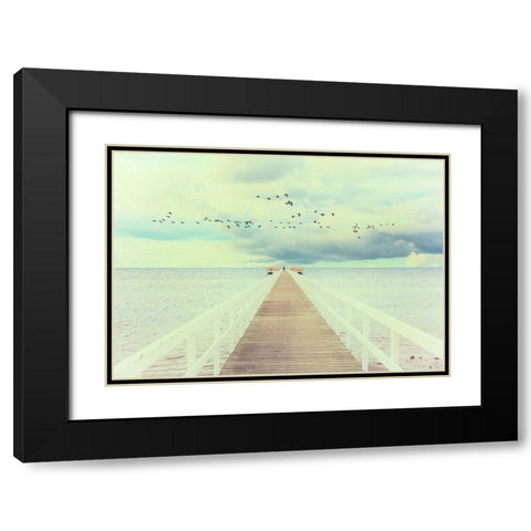 Man and The Sea Black Modern Wood Framed Art Print with Double Matting by Vitomirov, Igor