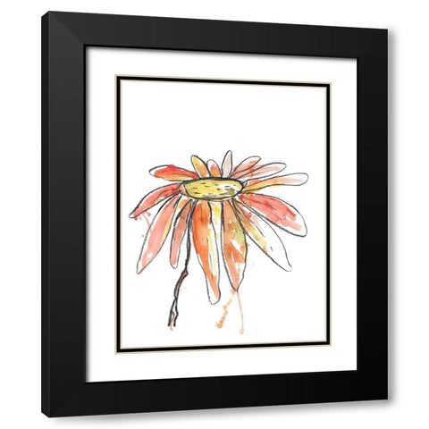 Orange Modern Botanical Black Modern Wood Framed Art Print with Double Matting by Weiss, Jan