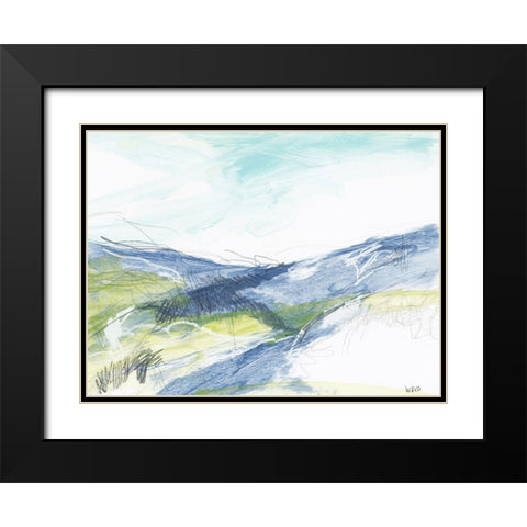 Blue Hills Black Modern Wood Framed Art Print with Double Matting by Weiss, Jan
