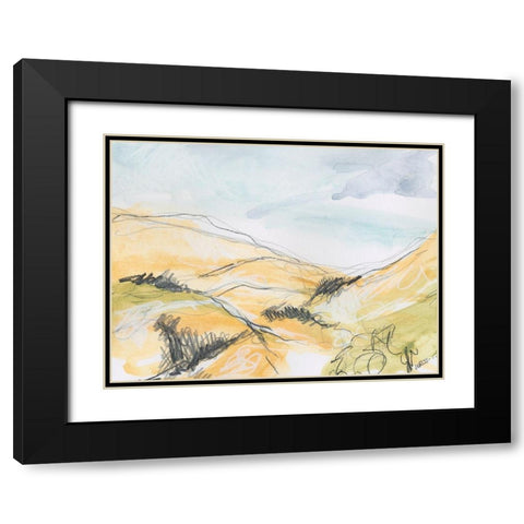 Summer Hills Black Modern Wood Framed Art Print with Double Matting by Weiss, Jan