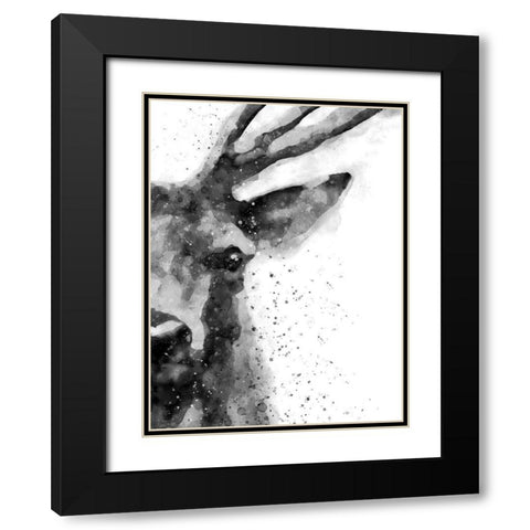 Deer At Attention Black Modern Wood Framed Art Print with Double Matting by Wong, Brandon
