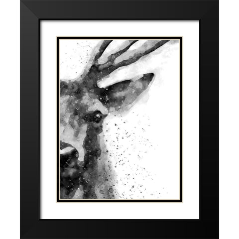 Deer At Attention Black Modern Wood Framed Art Print with Double Matting by Wong, Brandon