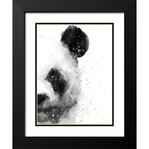 Panda At Attention Black Modern Wood Framed Art Print with Double Matting by Wong, Brandon