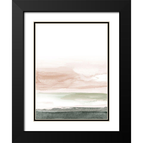 Pink Blush Landscape No. 1 Black Modern Wood Framed Art Print with Double Matting by Wong, Brandon